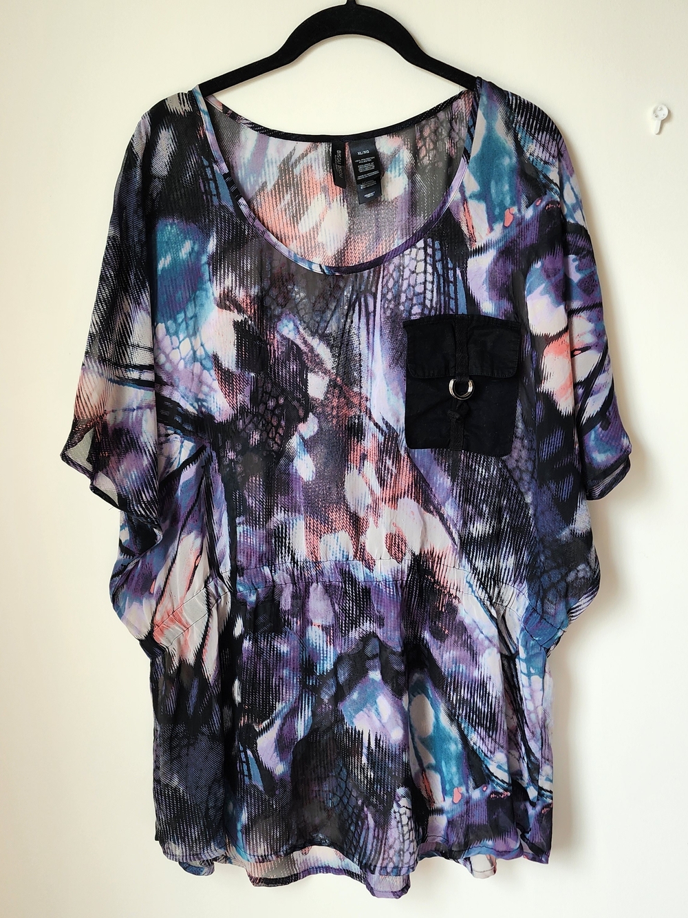 Women's Sheer Abstract Print Blouse